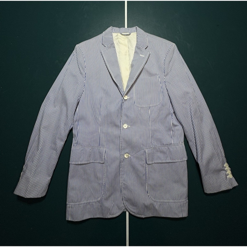 Vintage Polo Golf Ralph Lauren Blazer Men's 40R Blue‎ White Striped Sport Coat